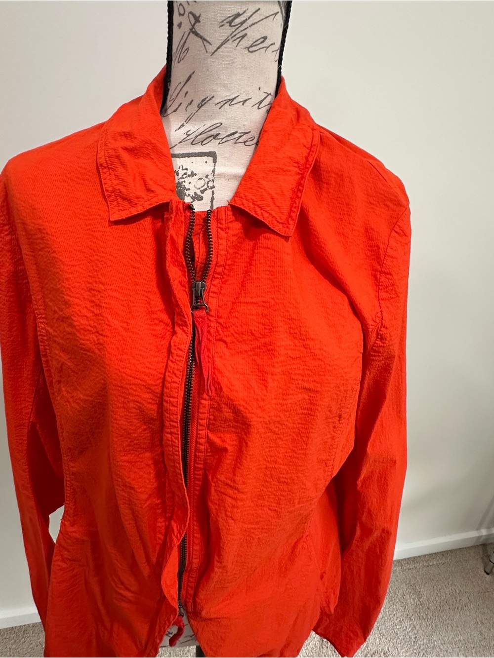 Rundholtz Bright Orange Zip-Up Utility Jacket